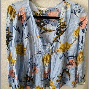 lucky brand blue floral blouse